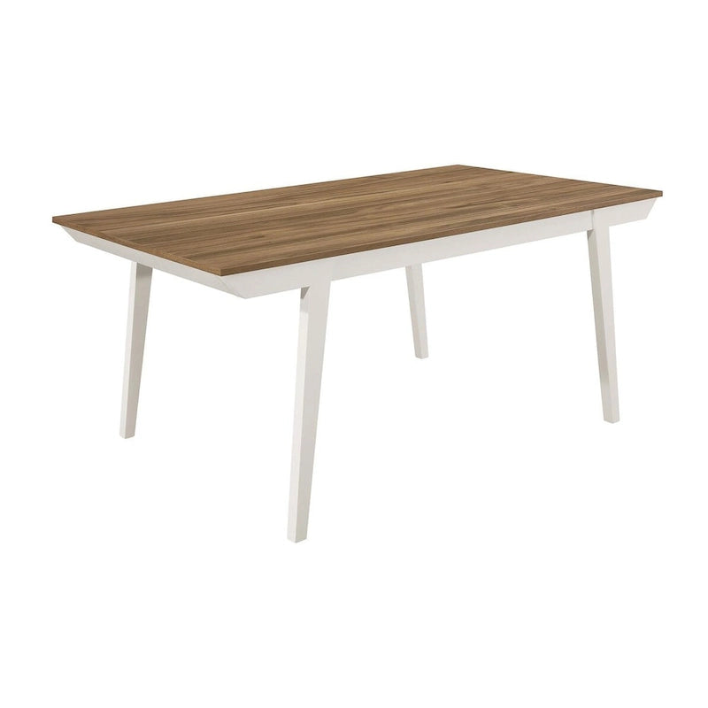 Table à manger rectangulaire en acacia naturel et blanc cassé avec pieds évasés