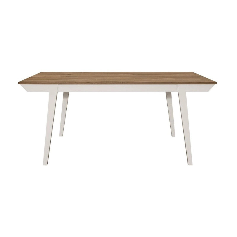 Table à manger rectangulaire en acacia naturel et blanc cassé avec pieds évasés