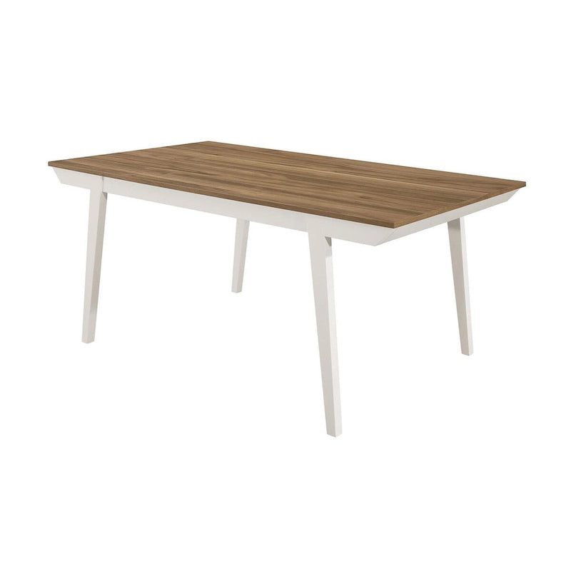 Table à manger rectangulaire en acacia naturel et blanc cassé avec pieds évasés