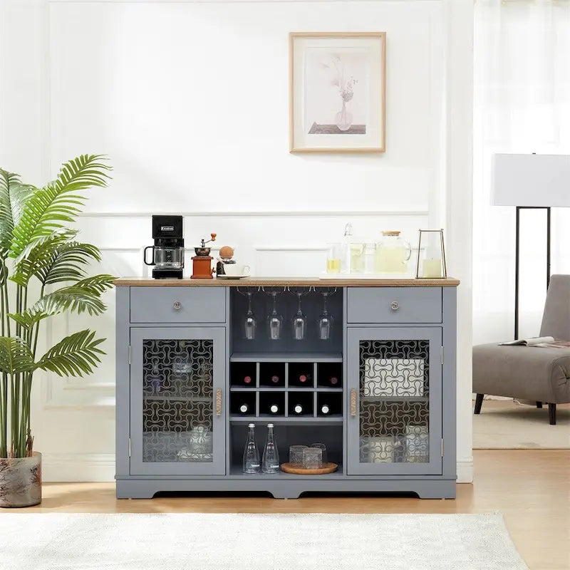 Buffet de style ferme moderne avec tiroirs et portes vitrées