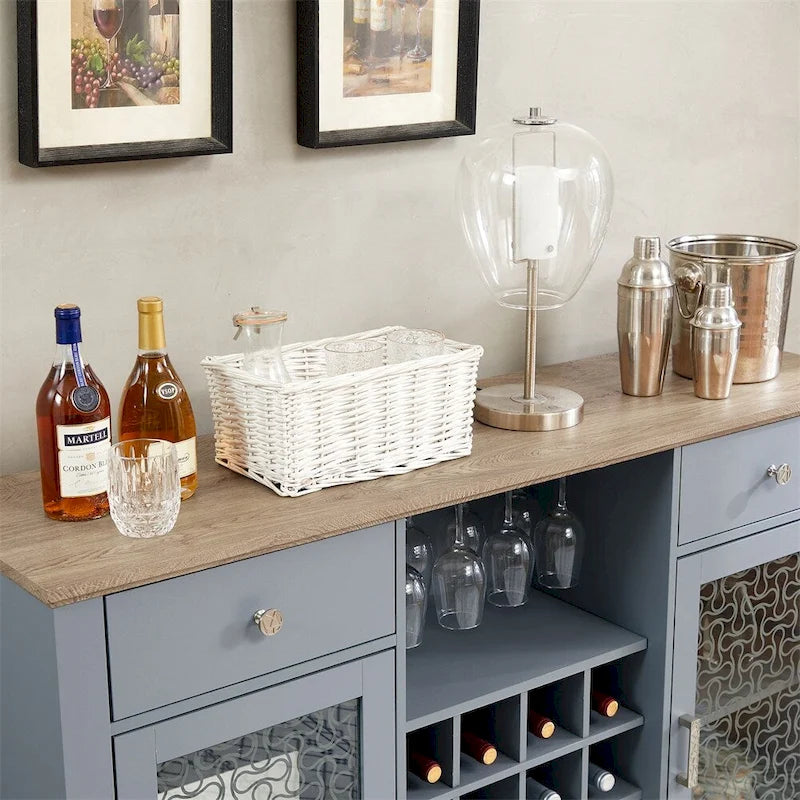 Buffet de style ferme moderne avec tiroirs et portes vitrées