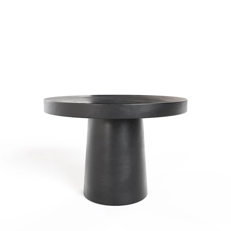 Table à manger ronde moderne en béton noir avec pied central